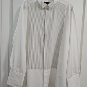 Saks Fifth Avenue Exclusive Cream Pinstripe 100% Cotton Dress Shirt 17R Large